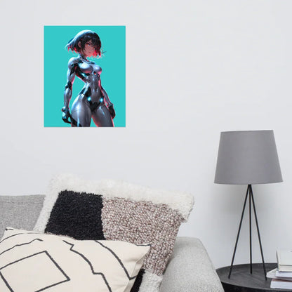 Cyberpunk Neon Female Armor Poster — 16×20 Enhanced Matte | M Digital Artz™ - M. Digital Artz