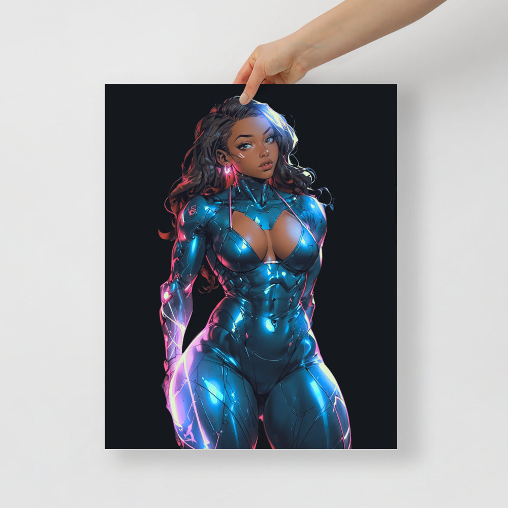Cyberpunk Afro-Anime Aesthetic Poster — 16×20 Enhanced Matte M Digital Artz™ - M. Digital Artz