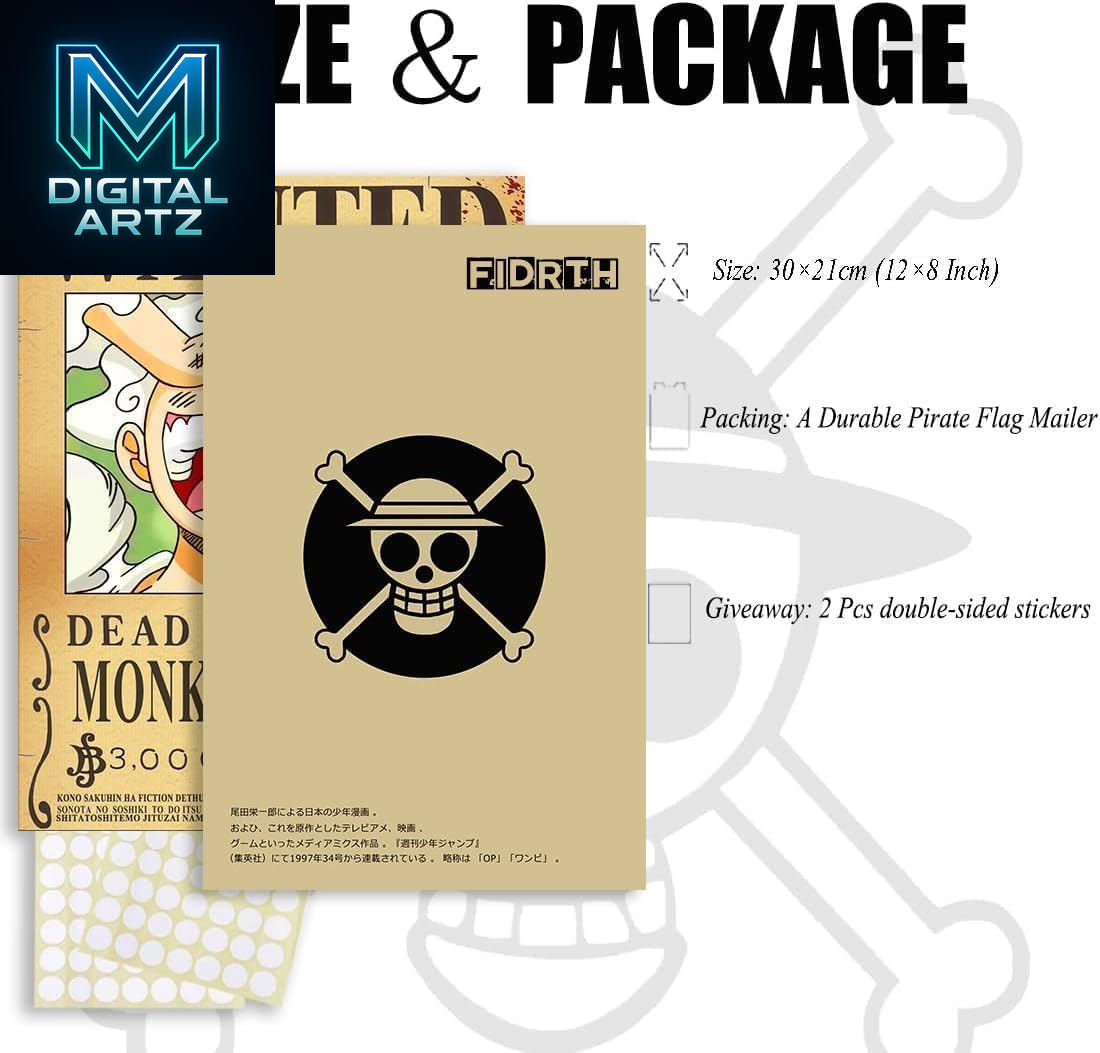 Join the Straw Hat Pirates with 25PCS Retro Anime Wanted Posters Featuring Nika Luffy's Epic 3 Billion Bounty - A Must-Have for One Piece Fans! - M. Digital Artz